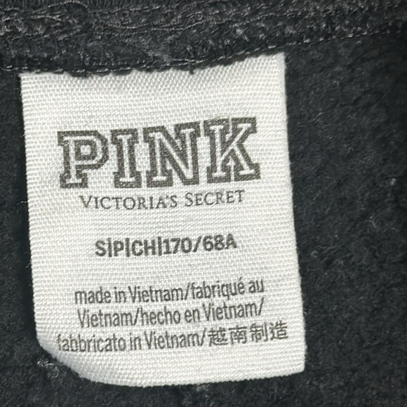 Pink victory secret black emboridry fleece lining jogger size SP black … - Picture 7 of 8